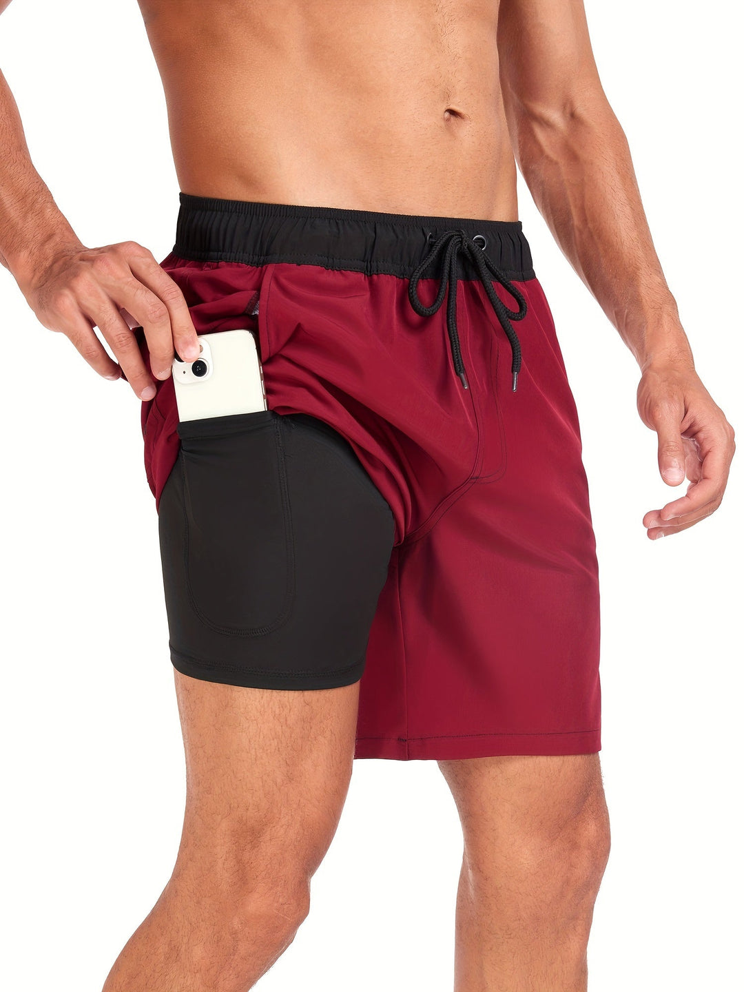 "Snel droog heren zwemshorts, lichtgewicht polyester, ademend en gemakkelijk wasbaar, beschikbaar in diverse kleuren."