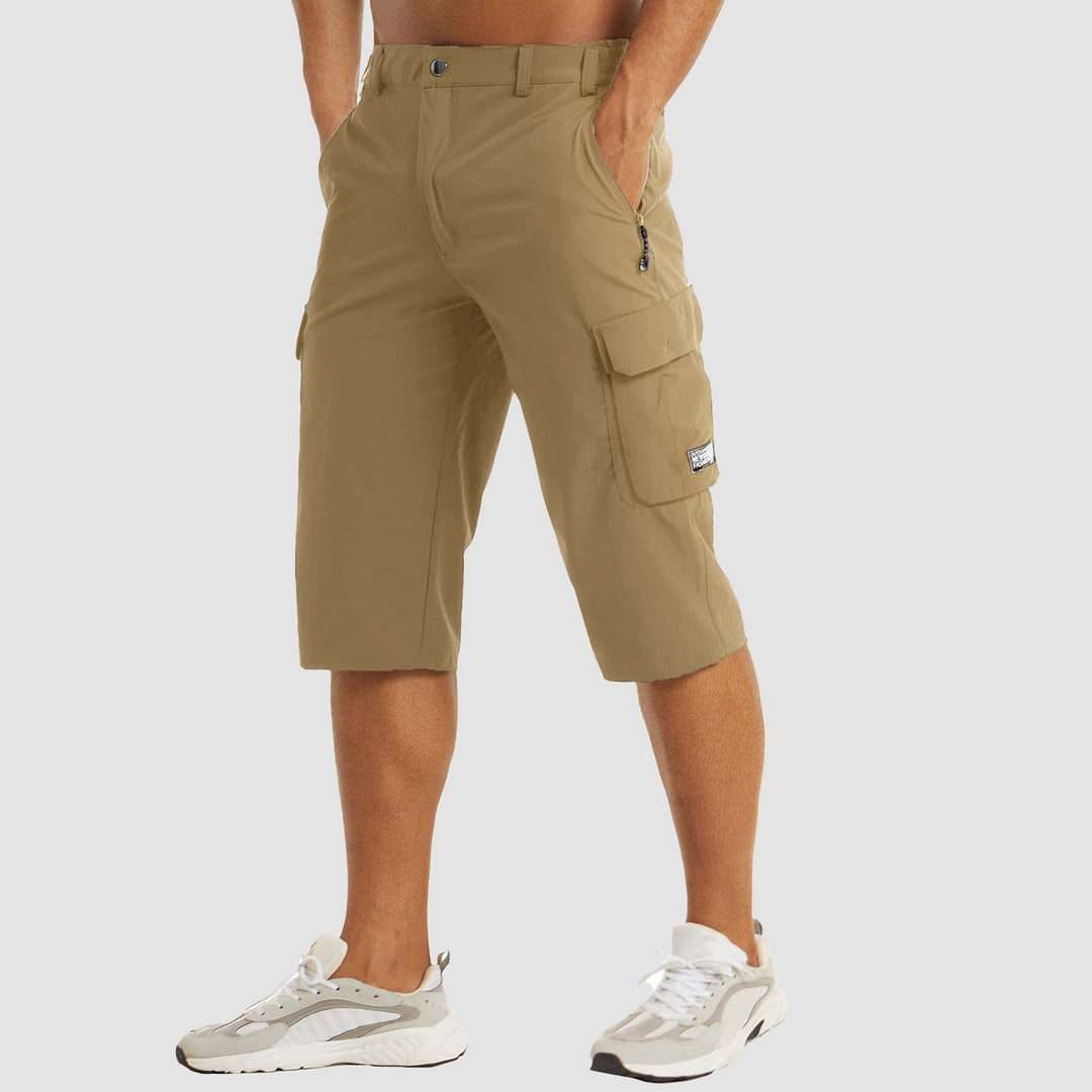 "Sneldrogende heren cargo shorts, lichtgewicht en beige, met praktische zakken en comfortabele pasvorm voor outdoor avonturen