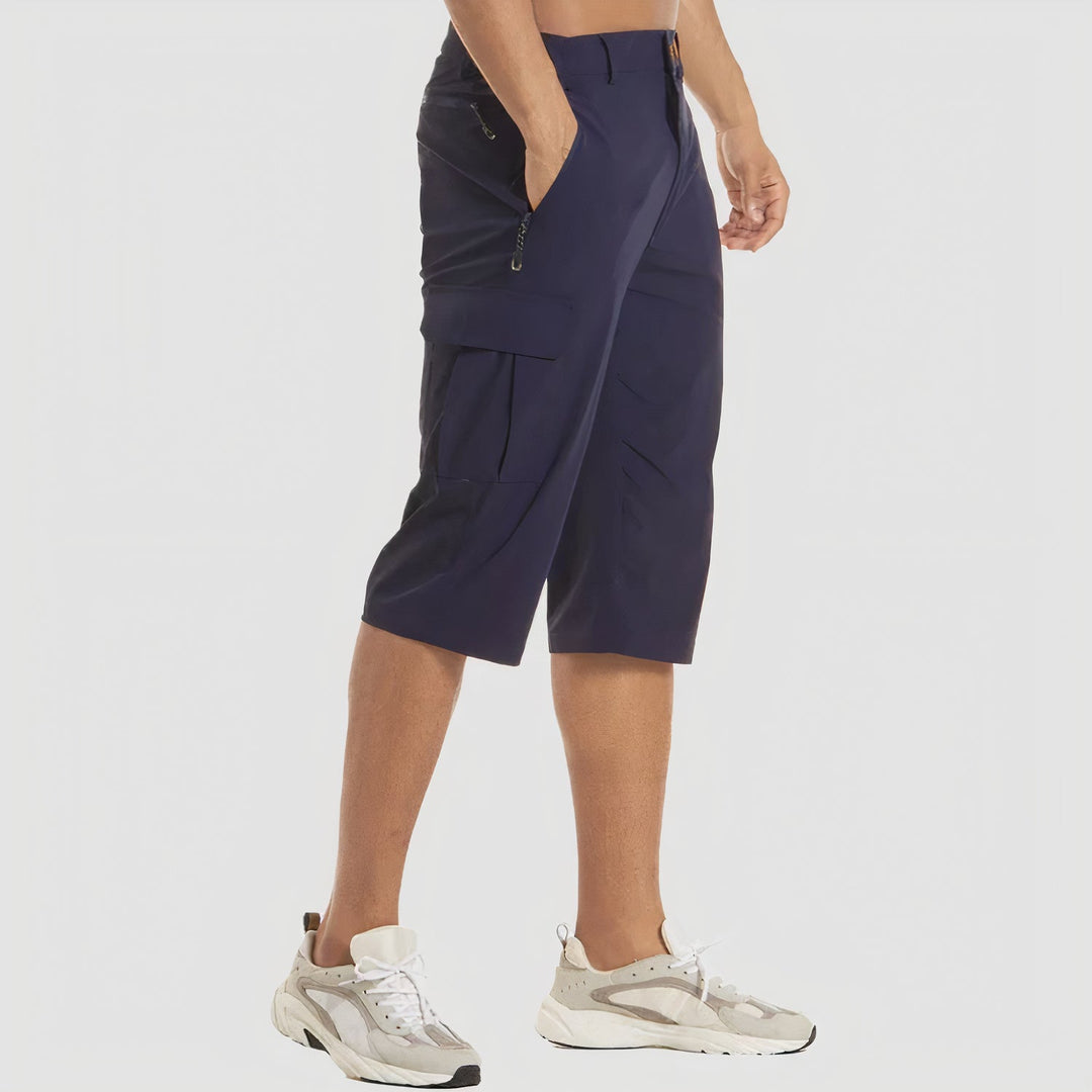 "Sneldrogende heren cargo shorts, lichtgewicht en beige, met praktische zakken en comfortabele pasvorm voor outdoor avonturen