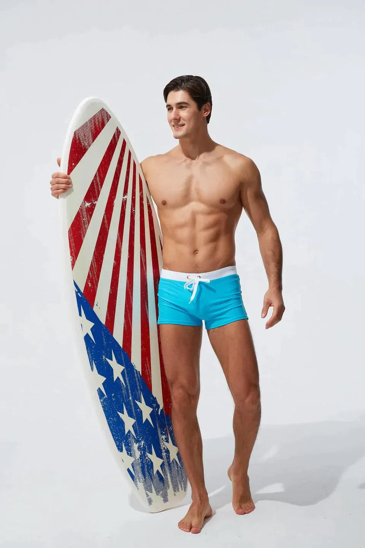 Sneldrogende heren zwembroek met verstelbaar trekkoord, lichtblauw en lichtgewicht voor comfort en veelzijdigheid tijdens act