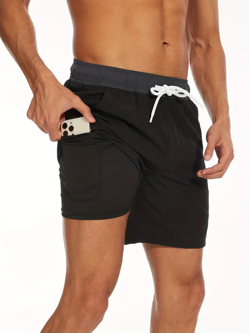 Sportieve heren zwemkleding, sneldrogend en ademend, gemaakt van comfortabel polyester voor actieve zomer.