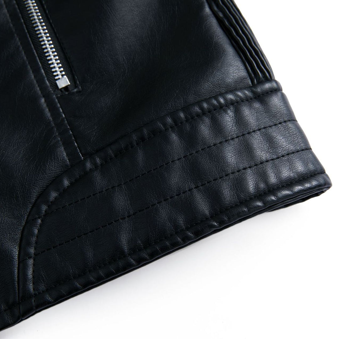 "Sophie leren jas zwart, asymmetrische rits, reverskraag, stijlvol en elegant leerjack voor dames."