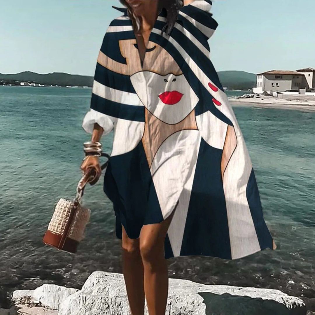 Sophie's luchtige midi overhemdjurk met stijlvolle lange mouwen, elegant silhouet, midi-lengte en ademend materiaal.