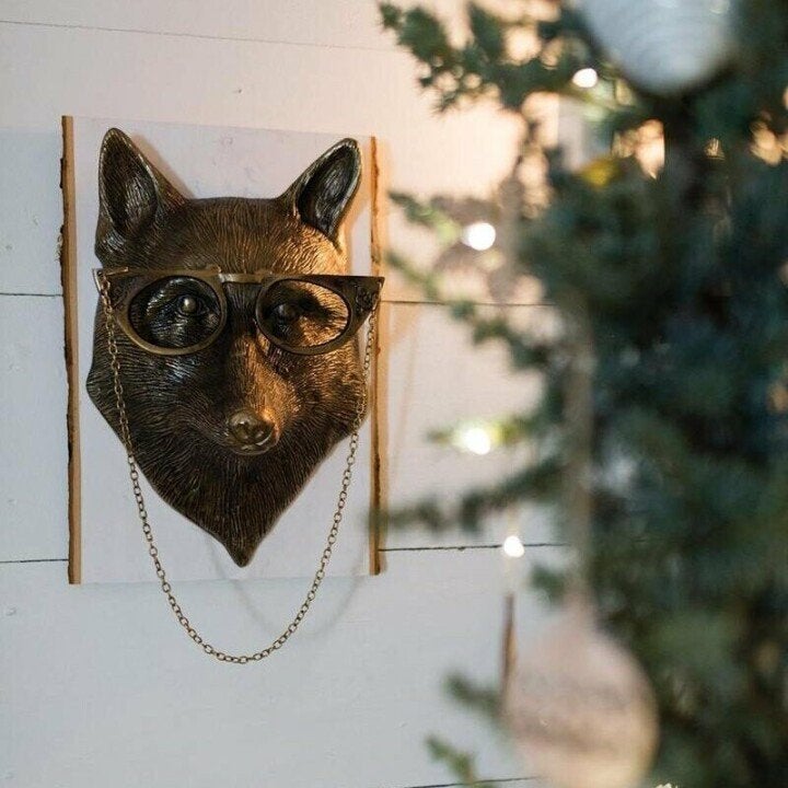 Elegante vos dierenhoofd handgeschilderde muurdecoratie, kunst en decoratie voor elke kamer.