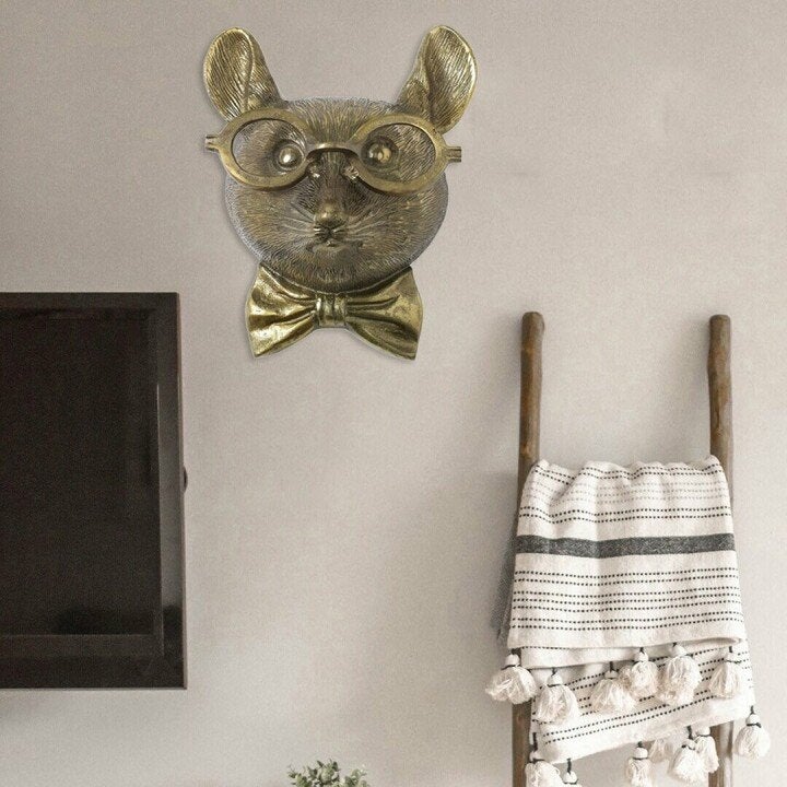 Speelse vos dierenkop WallCritters als blikvanger, handgeschilderd interieur woonaccessoire.