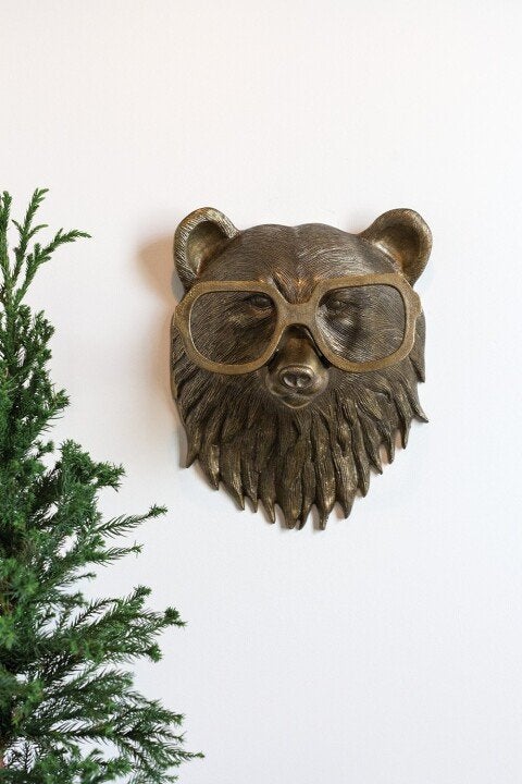 Grote beer dierenhoofd handgeschilderde muurdecoratie, kunst en speels decoratie-item voor elk huis.