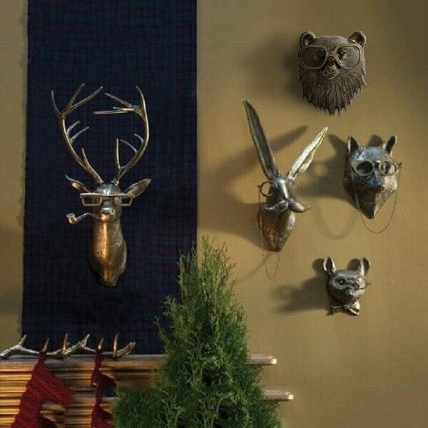 Schattige haas dierenhoofd wanddecoratie, handgeschilderd WallCritters als speels decoratie-item.
