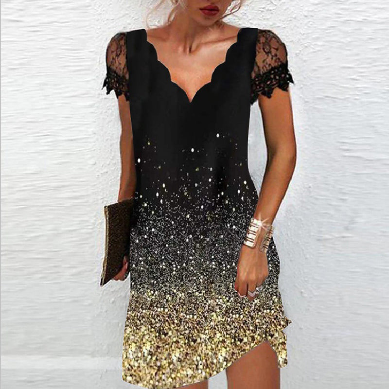 Dames sprankelende glitter feestjurk, een elegante zomerjurk geschikt als avondjurk of voor partywear.