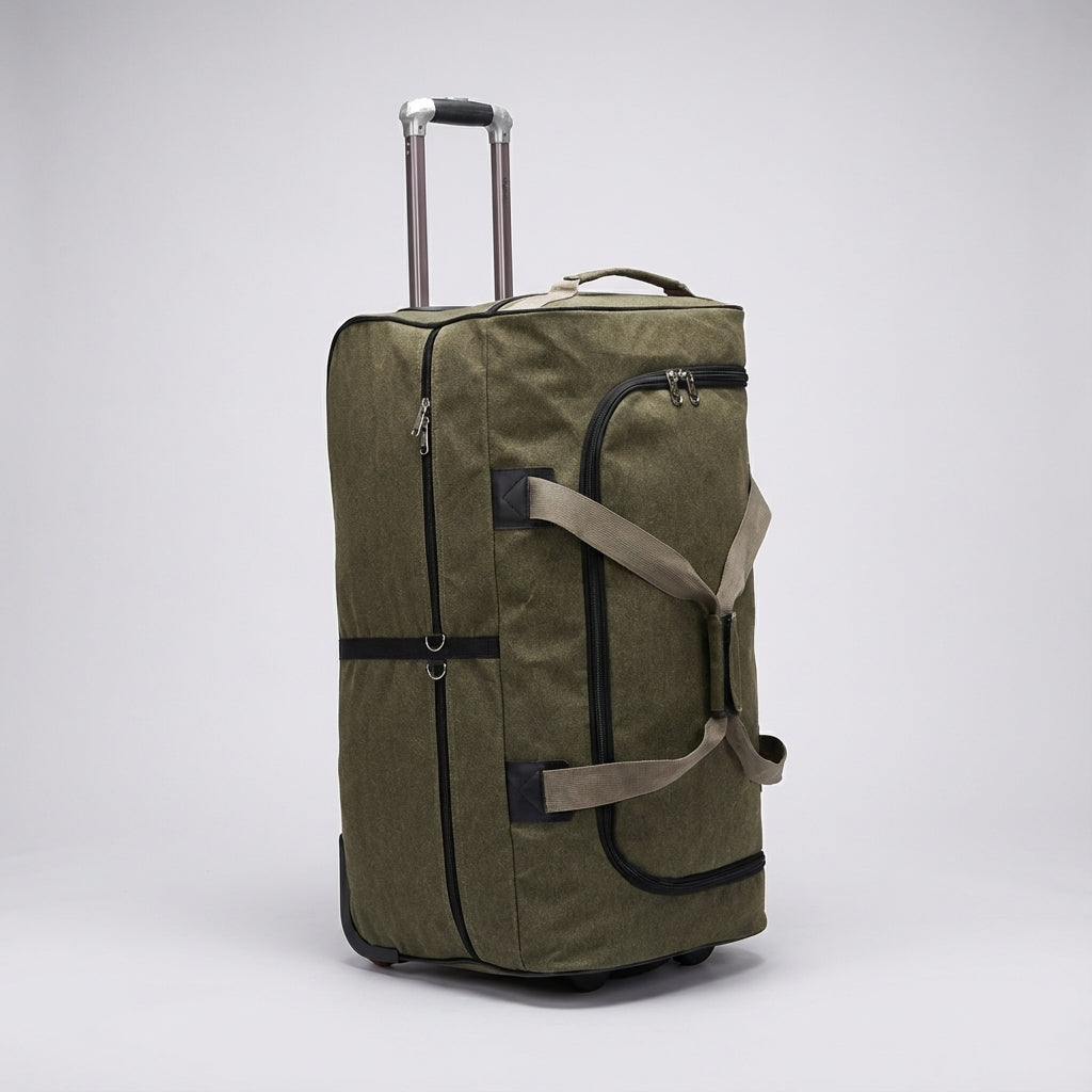 Grote CanvasHaul reistas met soepele wielen, ideaal voor zware bagage en lange reizen.