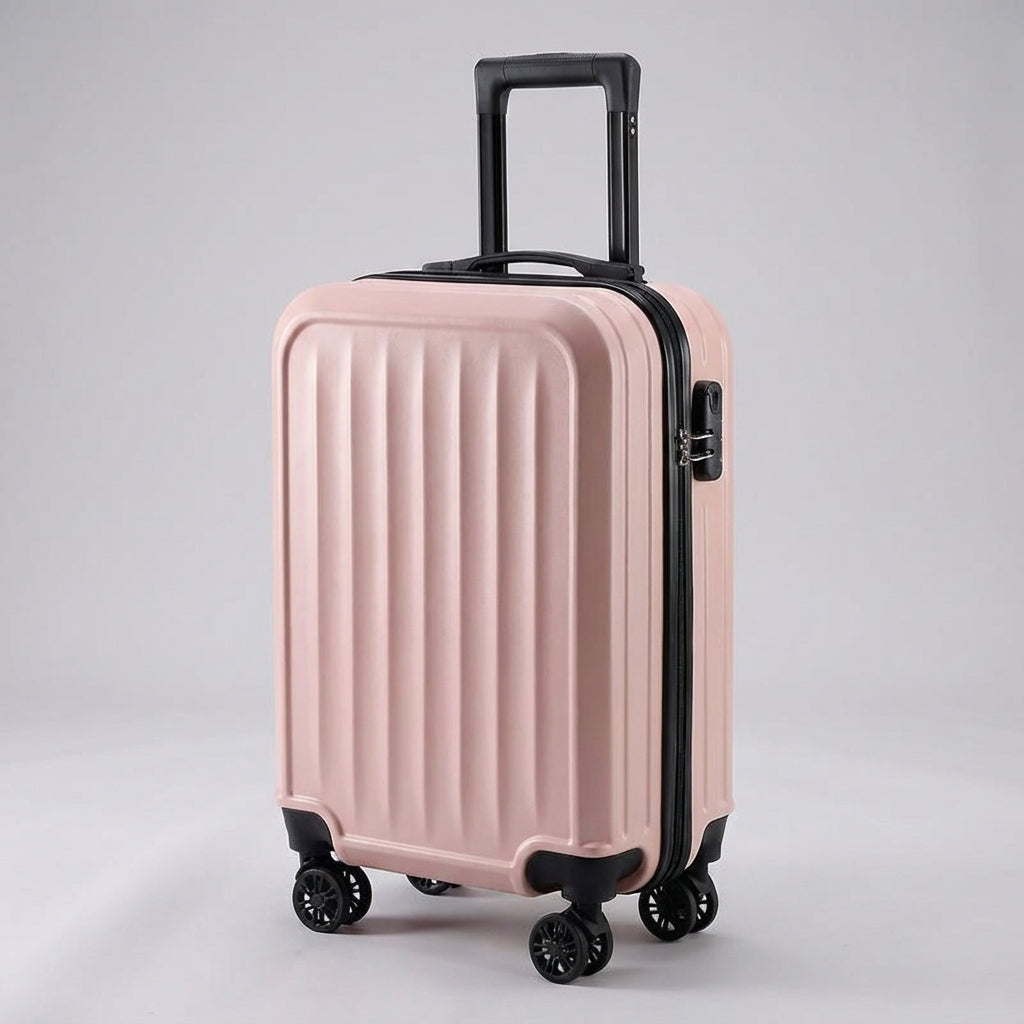Uitschuifbare handgreep van de stevige Traveon geribbelde koffer, voor comfortabel manoeuvreren van je bagage.