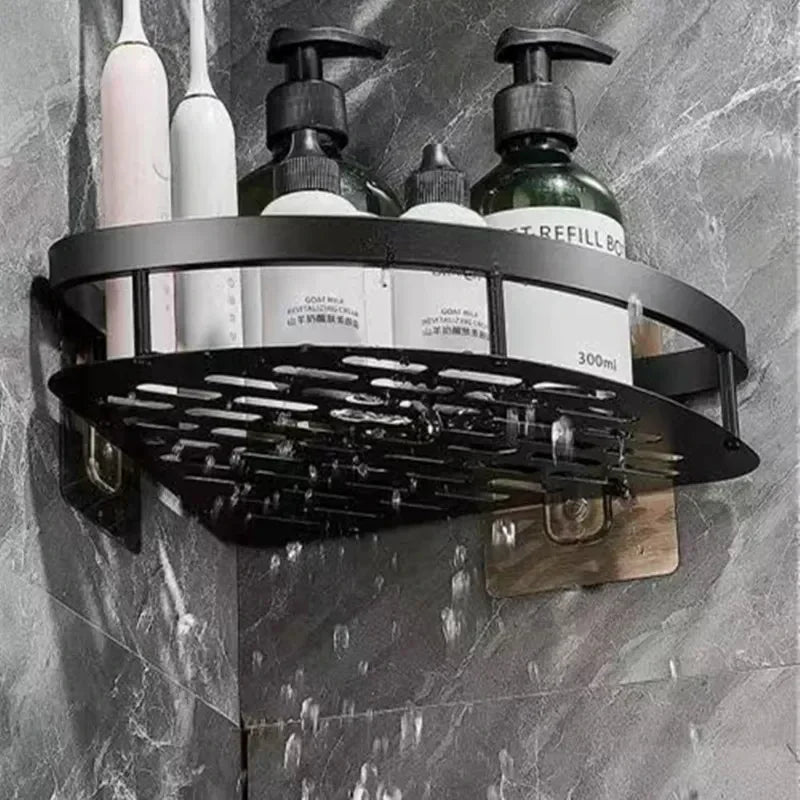 Modern aluminium doucherek, badkamer opberger voor hoekmontage, zonder boren te bevestigen.