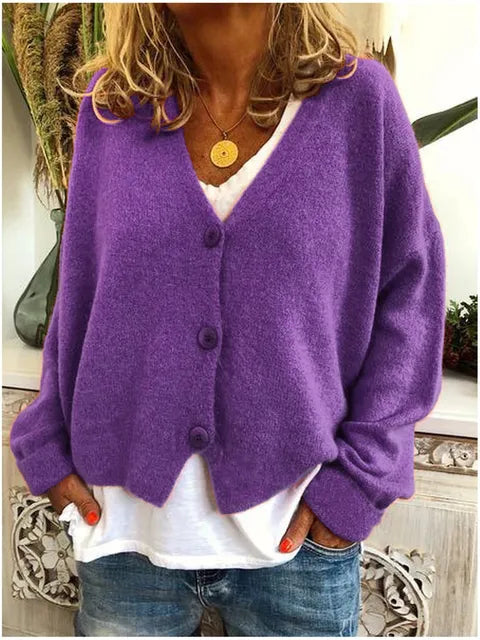Veelzijdig dames vest met V-hals en knopen, geschikt als lente of herfst vest. Creëer eenvoudig een stijlvolle, comfortabele look.