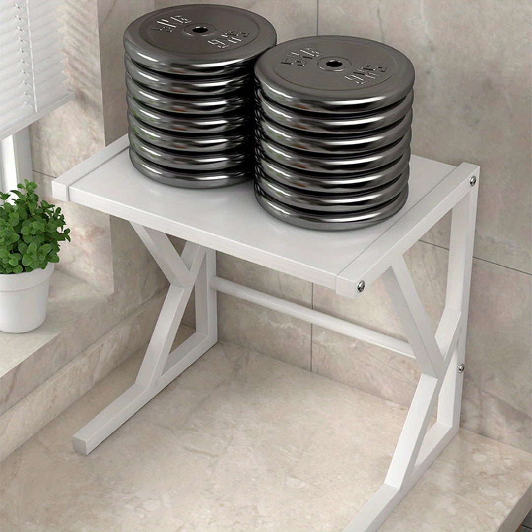 Stijlvol dubbel laags keukenrek van metaal, maximaal ruimtegebruik in modern design, zwart en zilver beschikbaar.