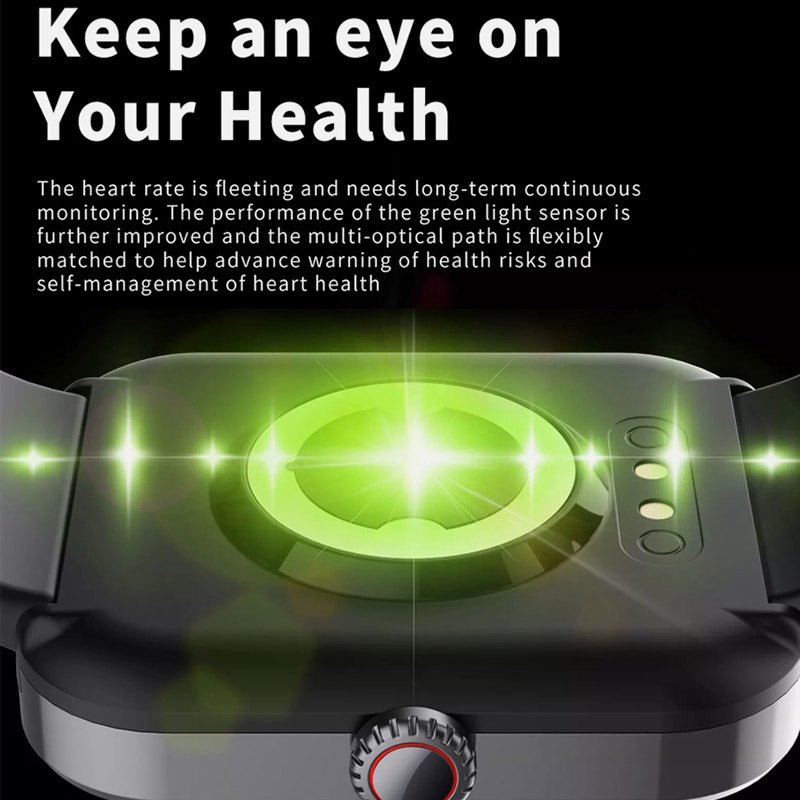 "Stijlvol en modern horloge met kleurenscherm voor pijnloze bloedsuikermeting, hartslagmonitor en slaaptracking."