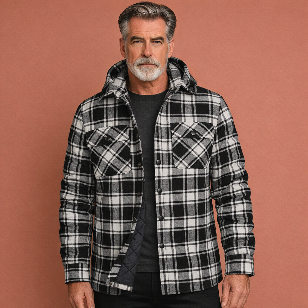 Modieus geruit heren overshirt, een comfortabele en stijlvolle toevoeging aan elke casual herfst- of wintergarderobe.