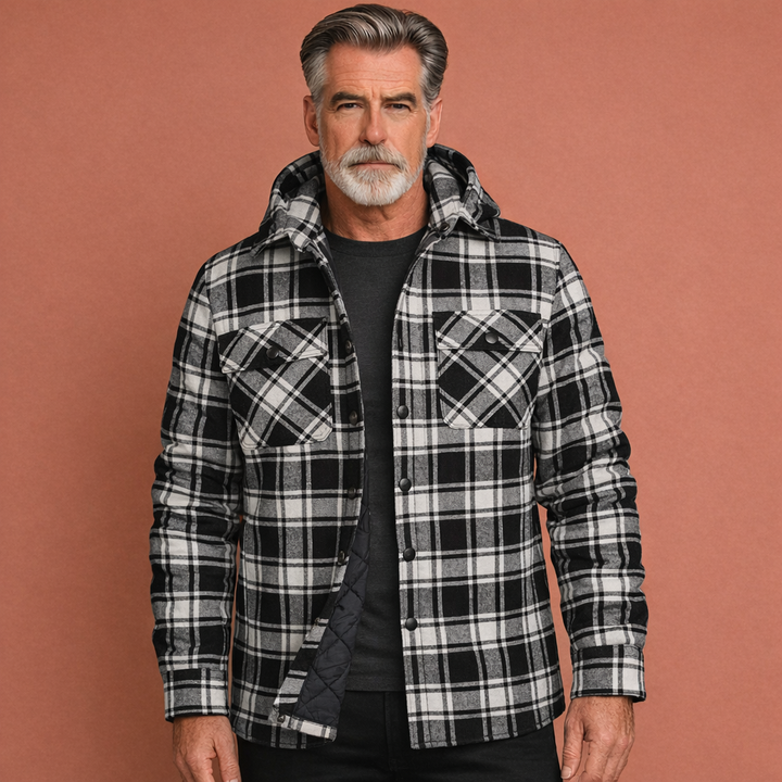 Modieus geruit heren overshirt, een comfortabele en stijlvolle toevoeging aan elke casual herfst- of wintergarderobe.