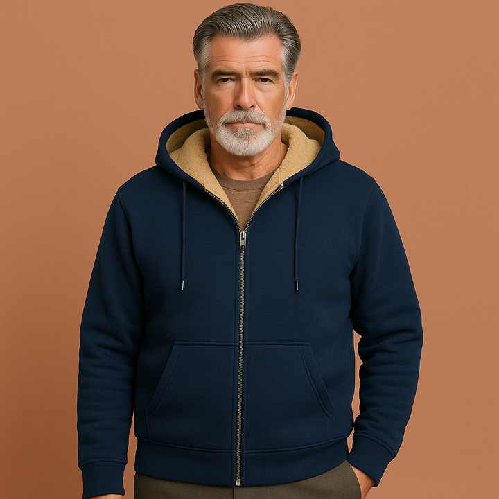 Warm heren fleecevest met complete rits en comfortabele bontvoering. Trendy bovenkleding voor koude dagen.