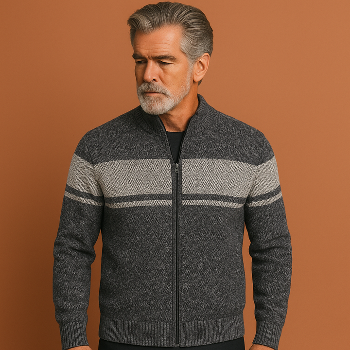 Stijlvol heren gebreid vest met rits, perfect voor een comfortabele casual of smart casual herfst- en winteroutfit.