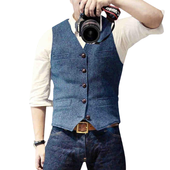 Stijlvol heren gilet, veelzijdig voor formele of casual outfits. Elegant vest, ideaal voor elke gelegenheid.
