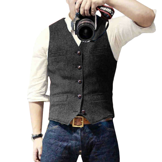 Heren gilet van hoogwaardige stof, comfortabel en modern. Perfect voor zakelijke looks of chique evenementen.