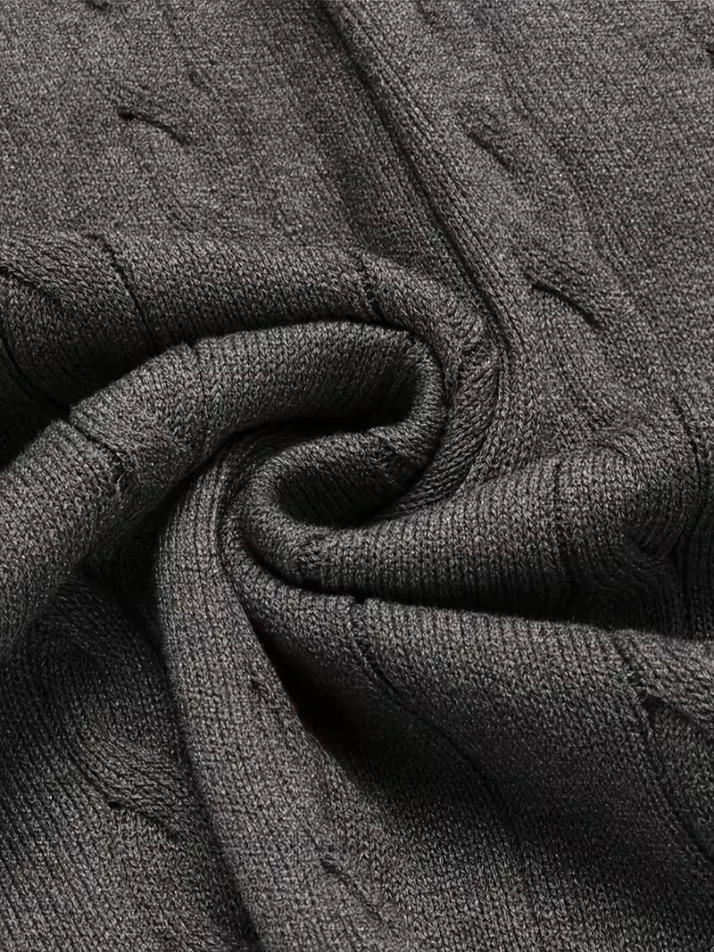 Elegant herenvest, mouwloos, met V-hals, gebreid voor comfort en stijl in de winter.