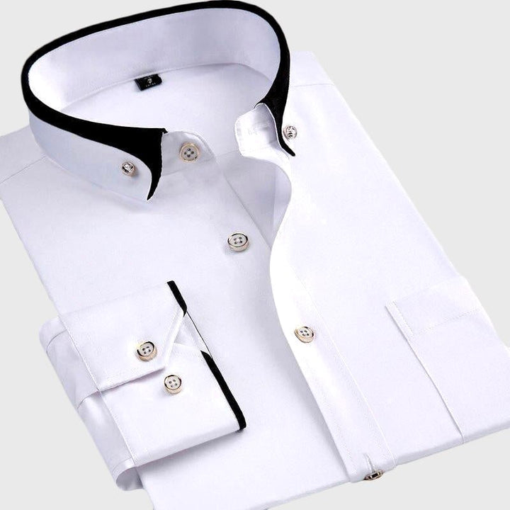 Elegant heren overhemd met vouwkraag, perfect voor zakelijke bijeenkomsten en een professionele business look.