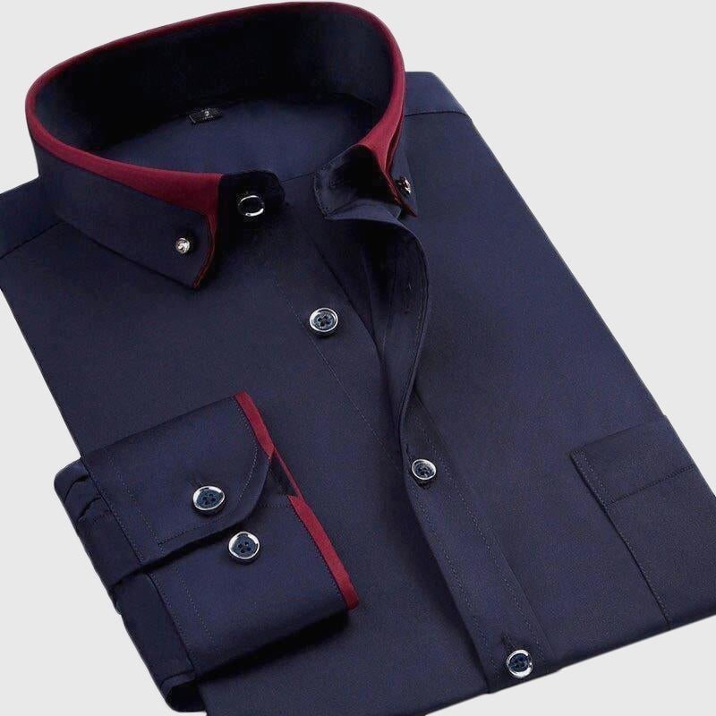Klassiek heren overhemd met strakke vouwkraag en lange mouwen, een must-have voor nette kleding en formele events.