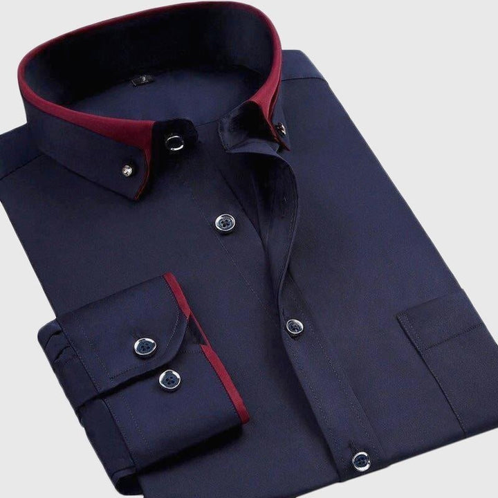 Klassiek heren overhemd met strakke vouwkraag en lange mouwen, een must-have voor nette kleding en formele events.