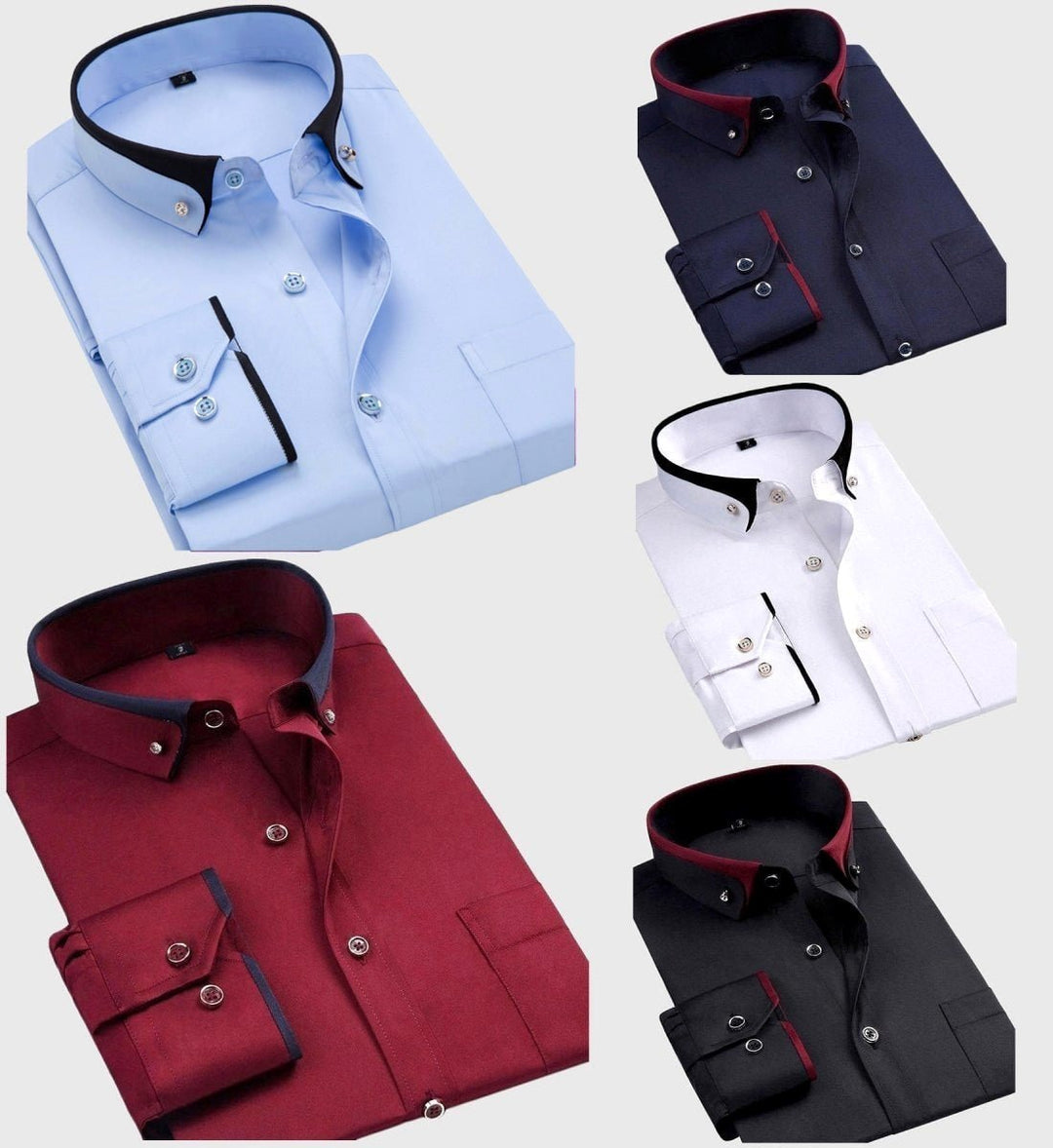 Chique heren overhemd met vouwkraag, perfect voor avondkleding of speciale gelegenheden waar nette kleding vereist is.