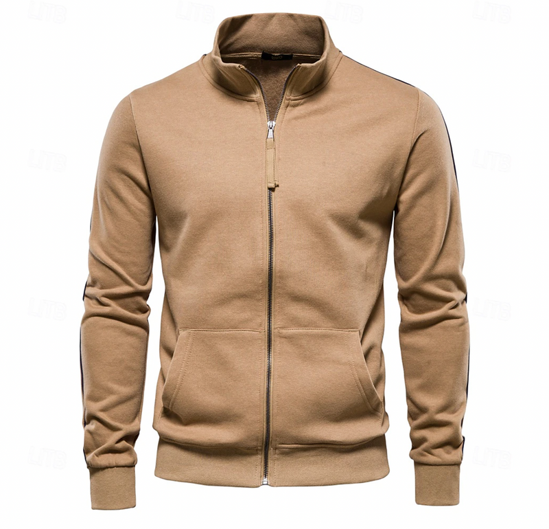 Elegant heren vest, slim fit model met rits en hoge kraag, ideaal voor een comfortabele en stijlvolle overgangslook.