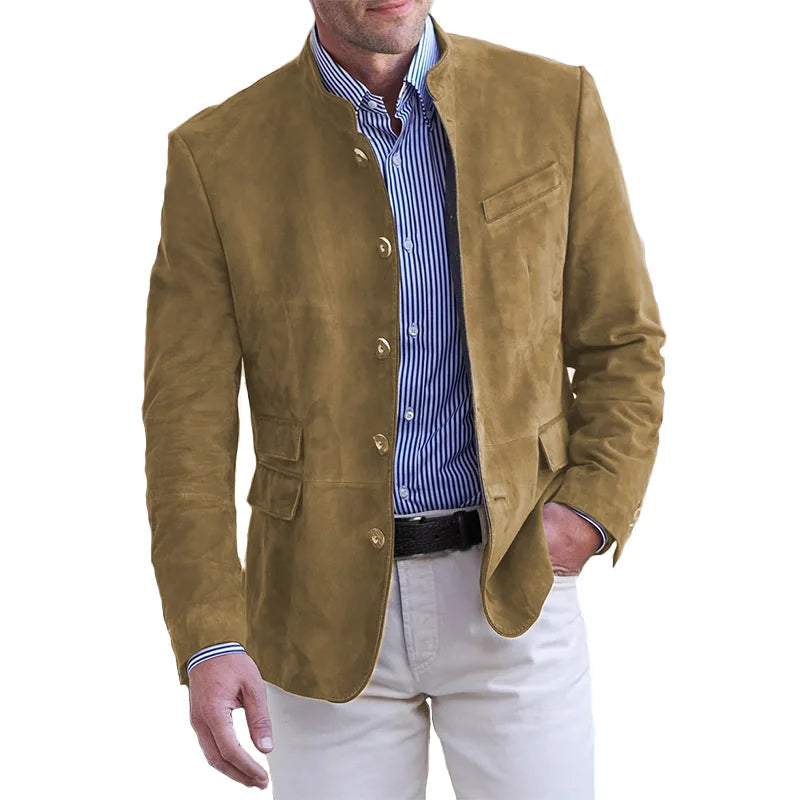 "Stijlvol heren suède jack, marineblauw, elegant design, comfort en klasse voor diverse gelegenheden, hoogwaardige afwerking.