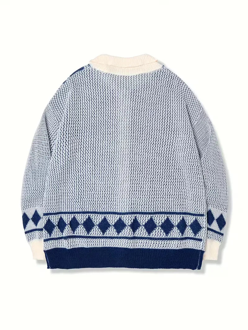 Comfortabel heren vest met lange mouwen en knopen. Casual ruitpatroon, perfect voor dagelijks gebruik.