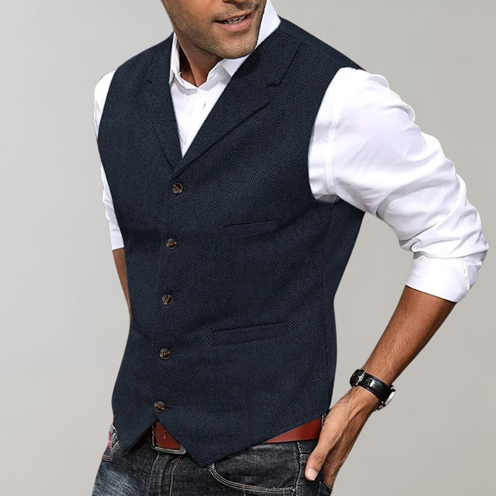 Modern heren vest in diverse kleuren met omgeslagen hals, een essentieel mode accessoire voor heren.