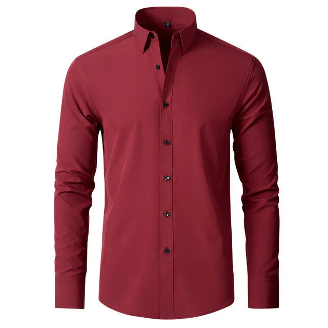 Hoogwaardig herenoverhemd van stretchstof, kreukvrij en ademend, met knoopsluiting voor een stijlvolle outfit.