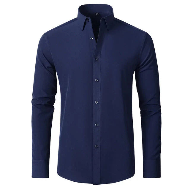 Veelzijdig herenoverhemd, elastisch en kreukvrij, perfect voor zowel formele als casual situaties, altijd stijlvol.