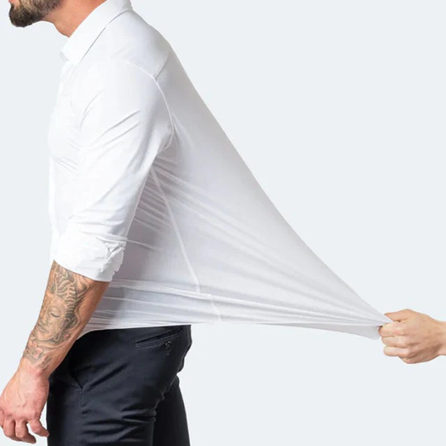 Zakelijk herenoverhemd, kreukvrij en stijlvol, met stretchmateriaal voor een comfortabele en formele uitstraling.