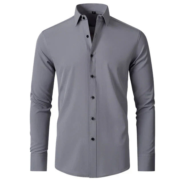 Kreukvrij herenoverhemd, elastisch en comfortabel, ideaal voor mannen die een strakke, stijlvolle look willen.