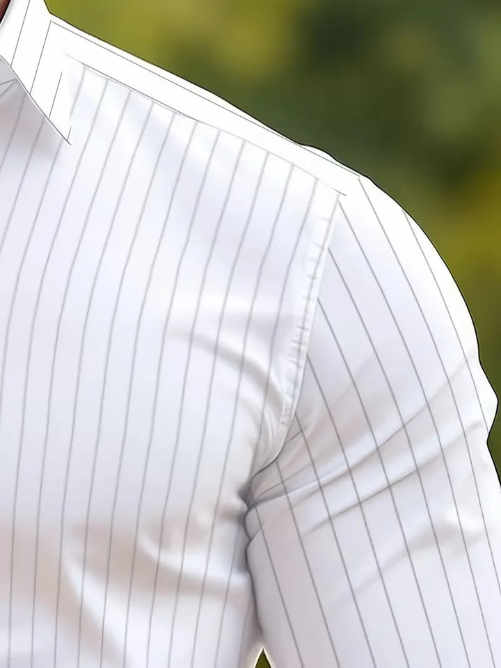 Casual chic herenoverhemd met mandarijnkraag, lange mouwen en slim fit design voor een moderne uitstraling.