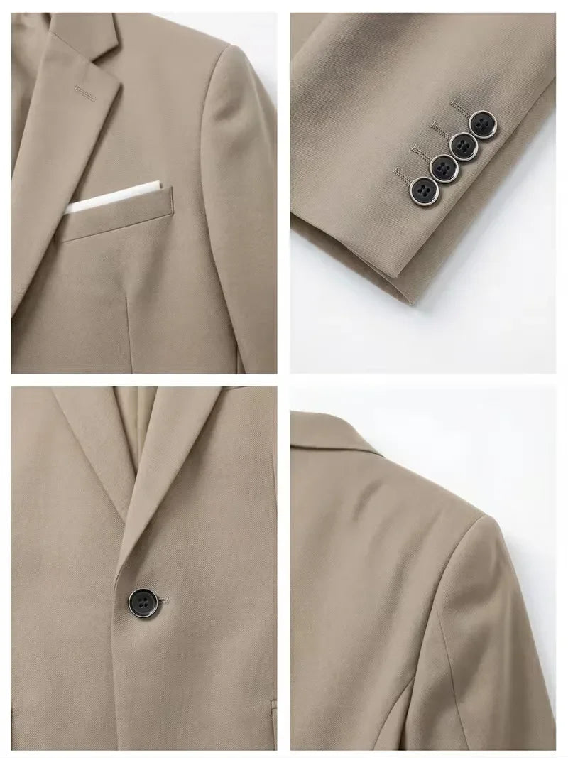 Dit slim fit herenpak, klaar om te dragen, verzekert een complete en verzorgde look.