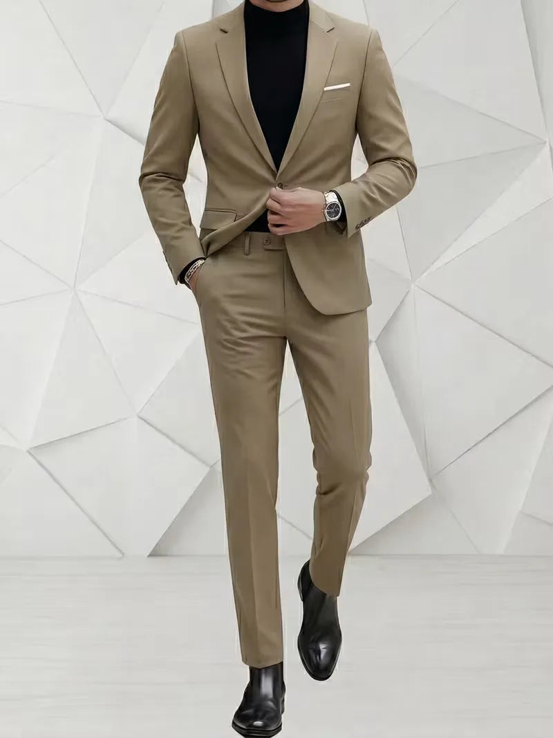 Stijlvol en scherp slim fit herenpak, maakt elke man zelfverzekerd en formeel.