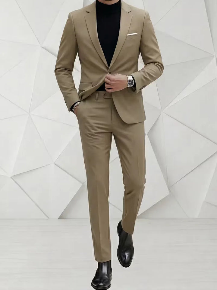 Stijlvol en scherp slim fit herenpak, maakt elke man zelfverzekerd en formeel.