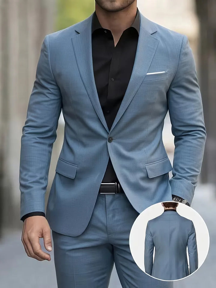 Ideaal slim fit herenpak voor gala's, bruiloften en andere formele bijeenkomsten.