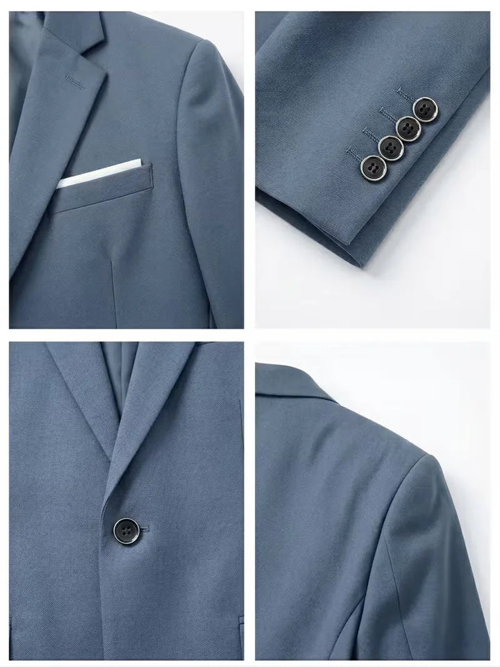 Dit slim fit herenpak voor de moderne man combineert zakelijke elegantie met een strak design.