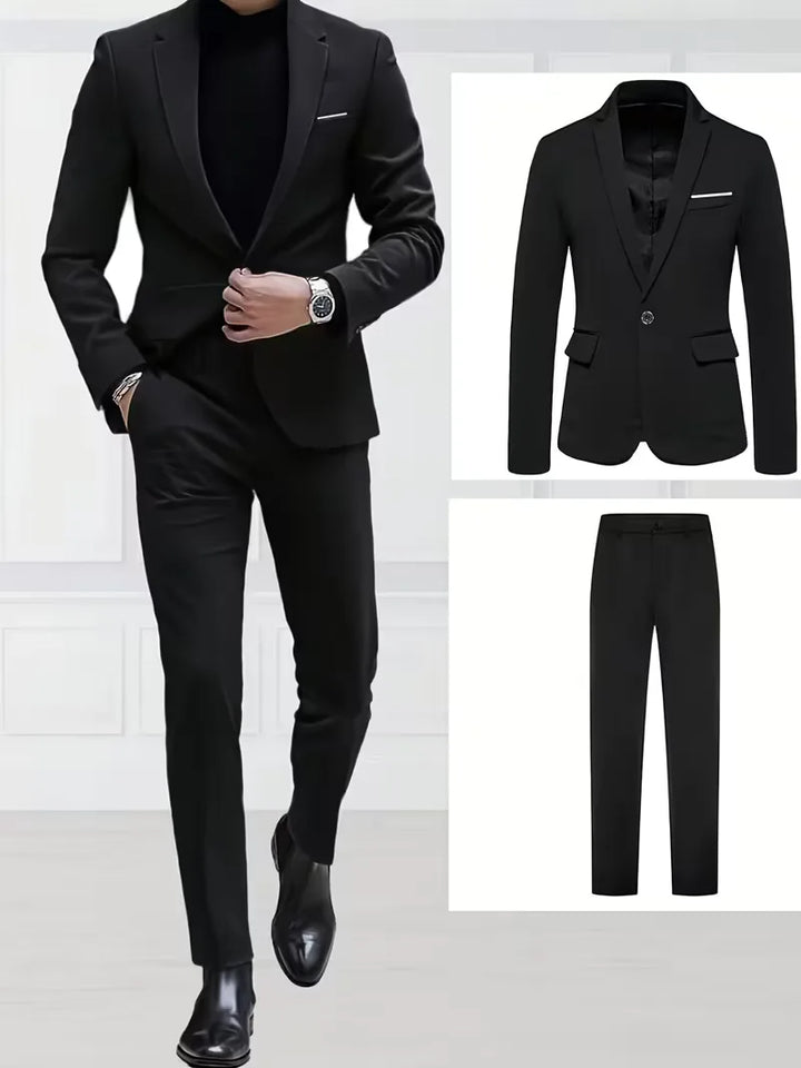 Chique slim fit trouwpak voor heren, creëert een elegante en memorabele look op de grote dag.