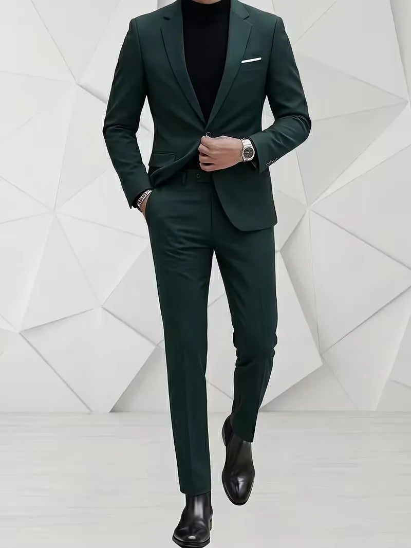 Slim fit herenpak met een strakke pasvorm en eigentijdse stijl, voor de modebewuste man.