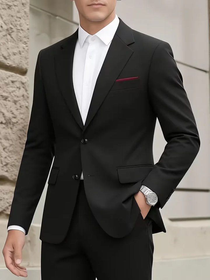 Comfortabel en stijlvol slim fit herenpak, geschikt voor langdurig dragen op evenementen.
