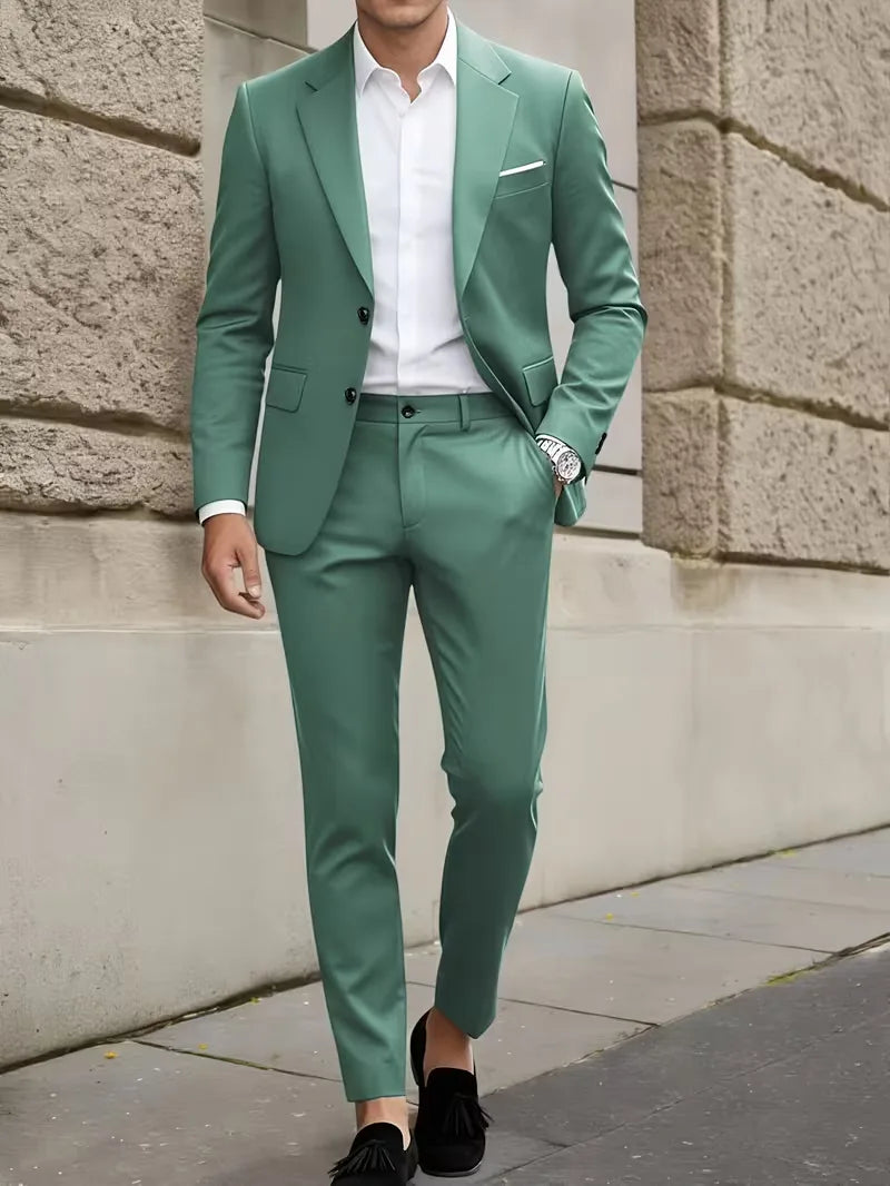 Tijdloos slim fit heren colbert en broek, veelzijdig en makkelijk te combineren.