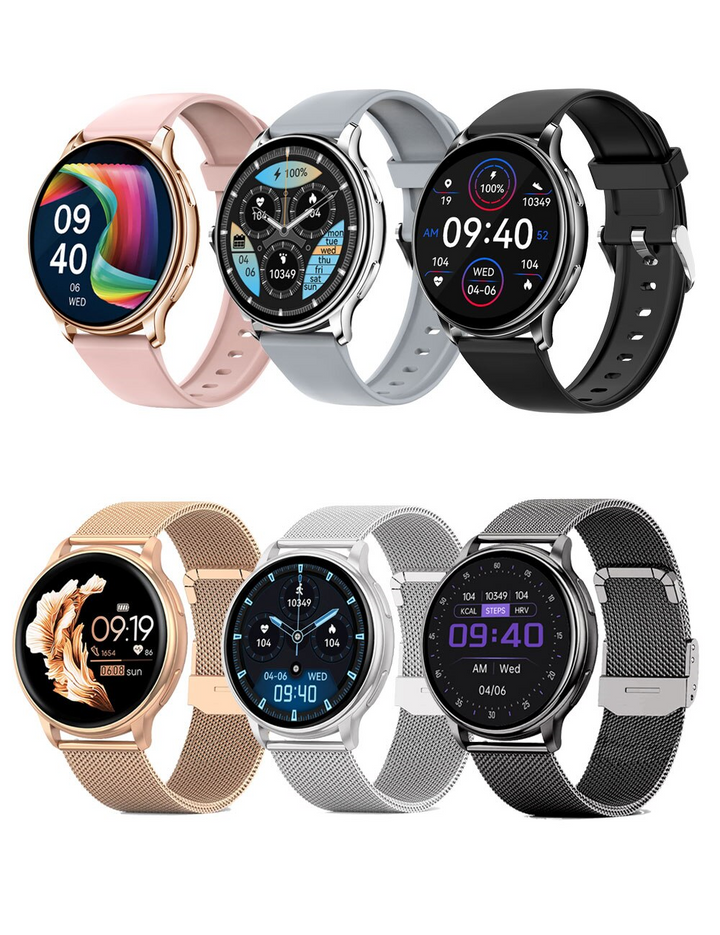 "Stijlvol SmartPulse gezondheidsmonitor horloge met touchscreen en verstelbare band, rosé goud afwerking, IP68 waterbestendig