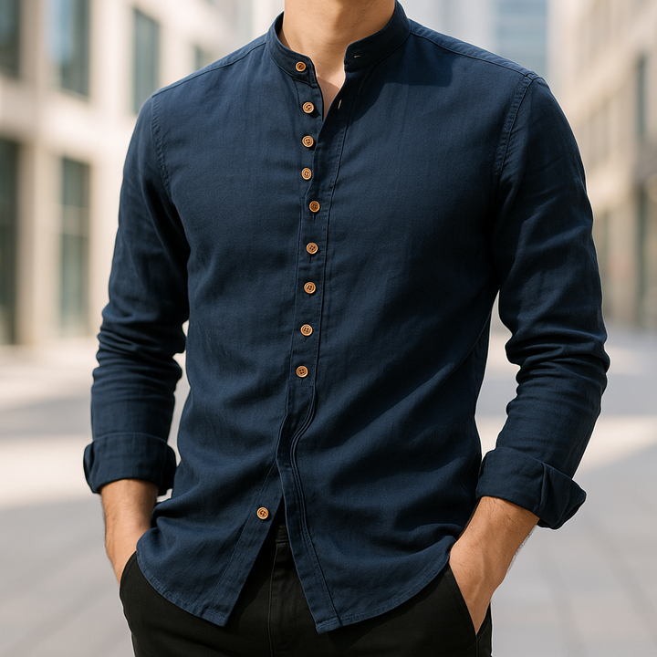 Comfortabel lichtgrijs heren overhemd, losse pasvorm en ademend, ideaal voor casual mode.