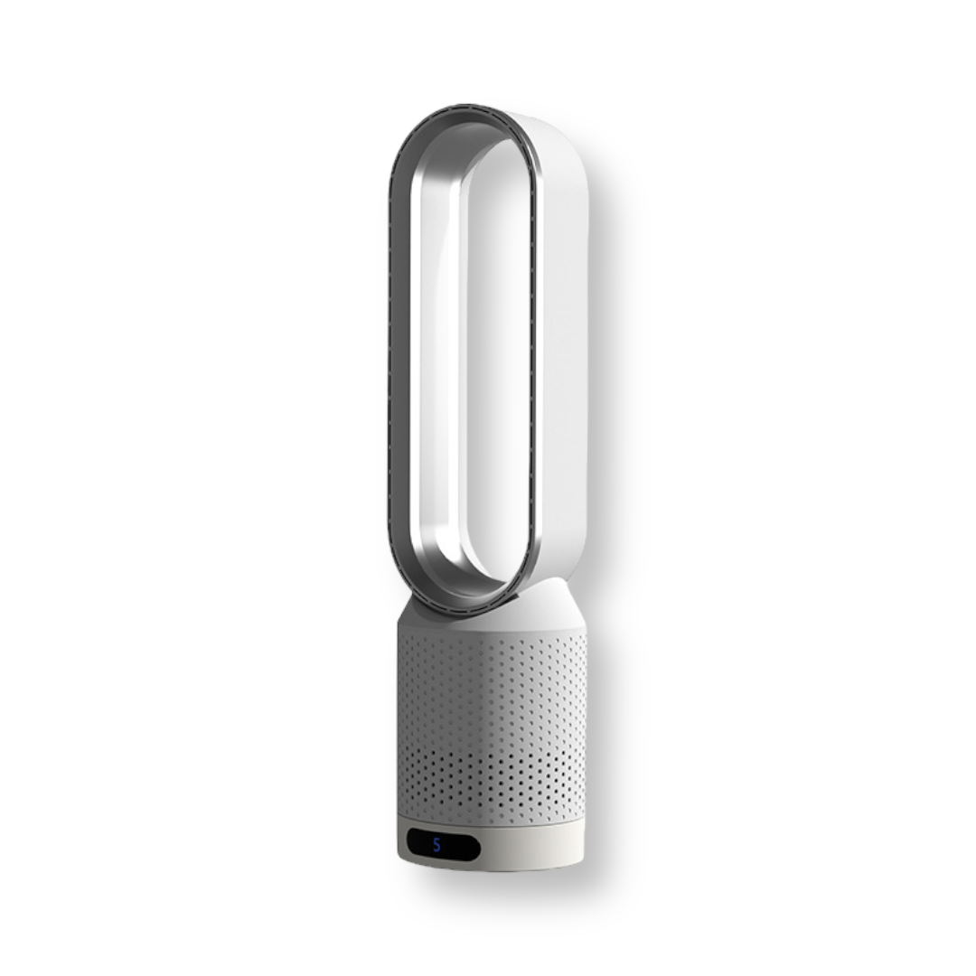 Stijlvolle AirPure 3-in-1 luchtkoeler met ventilator & luchtreiniger voor fris, schoon binnenklimaat thuis.